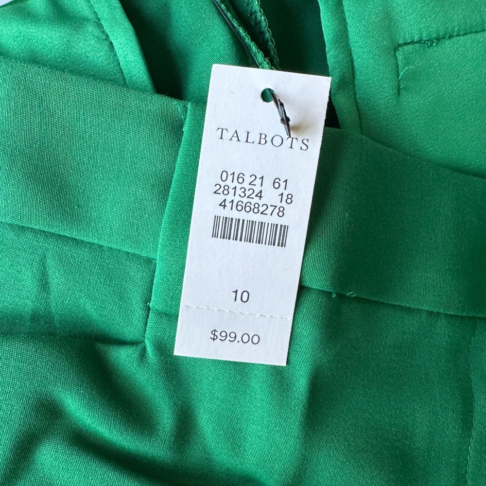 NWT Talbots Hampshire Ankle Pants Green Cotton Stretch Holiday Trousers Size 10 - Picture 5 of 7
